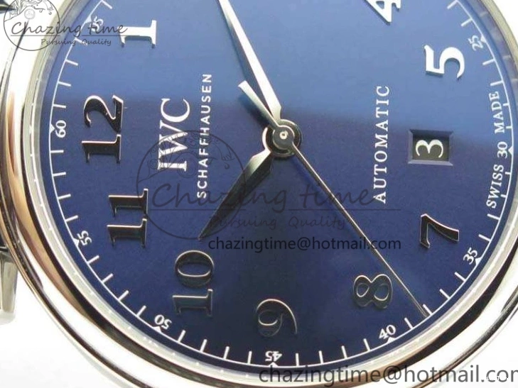 MIROTIME 0714 MoistureWicking Da Vinci IW356601 SS MKF 1:1 Best Edition Blue Dial On Black Leather Strap A 7233